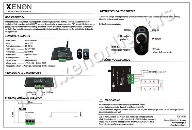 WiFi Kontrola za jednobojne trake HX-SZ-300
