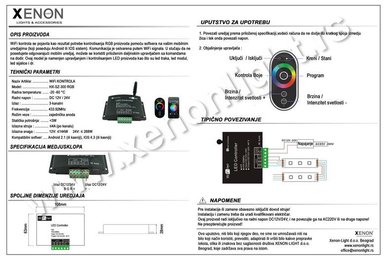 WiFi Kontrola za RGB trake HX-SZ-300 RGB