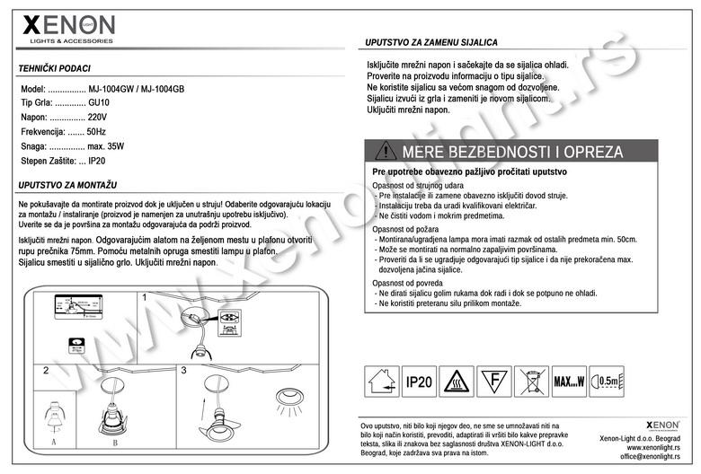 Moderna rasveta MJ-1004G WH