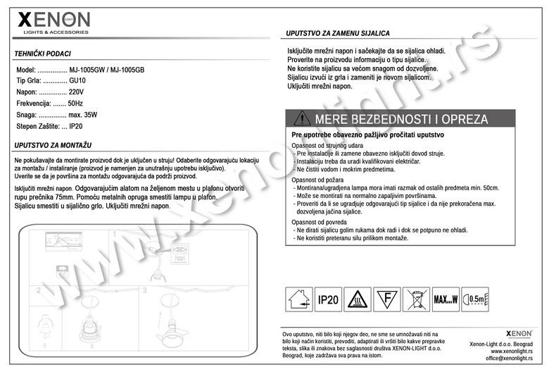 Moderna rasveta MJ-1005G WH