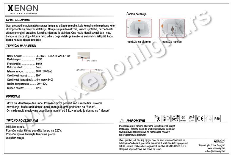 Led Panel sa senzorom RPANEL-18W