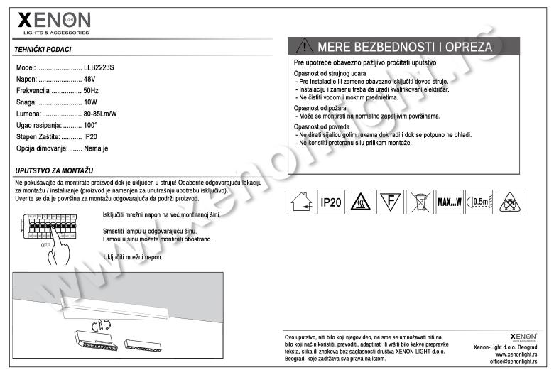 Magnetna led svet. linearna LLB2223S 10W 48V 30cm