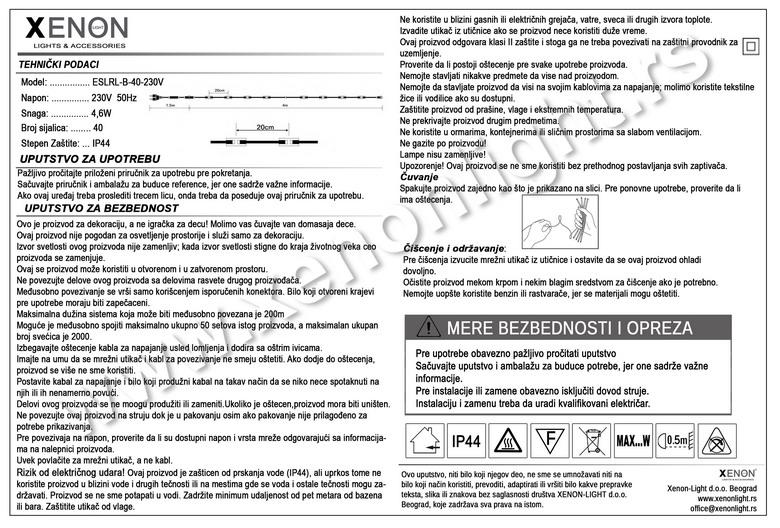 Novogodišnje svetiljke ESLRL-B-40-230V