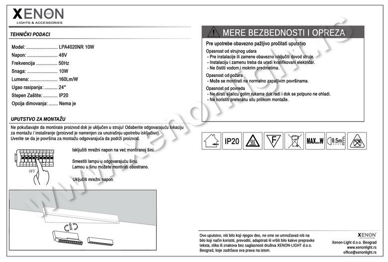 Magnetna led visilica LPA4020NR 10W 48V
