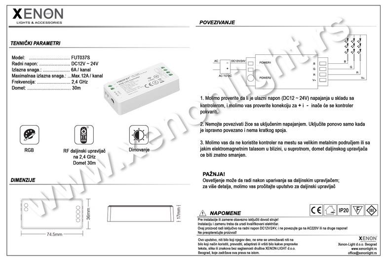 LED KONTROLER FUT037S RGB