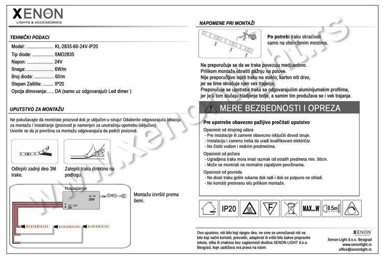 Led traka-KL-2835 60D 8MM 24V