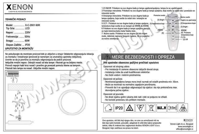 Led Plafonjera X-C-2001 60R