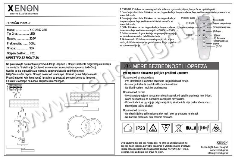 Led Plafonjera X-C-2652 36R
