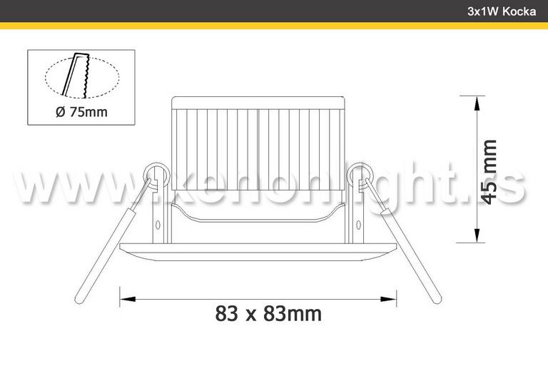 Led rozetna KD-TCL-3x1W kocka