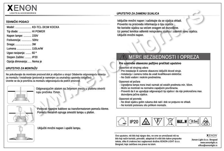 Led rozetna KD-TCL-3x1W kocka