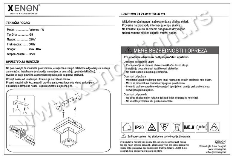 Plafonska lampa-Velence-1W