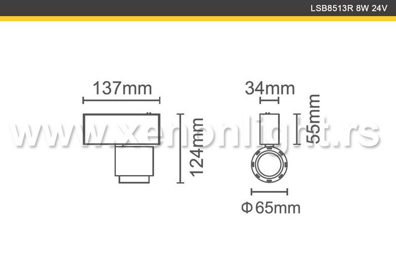 Magnetni led reflektor LSB8513R 8W 24V